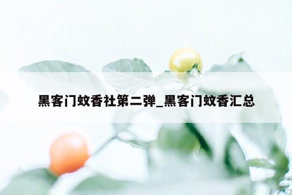 黑客门蚊香社第二弹_黑客门蚊香汇总