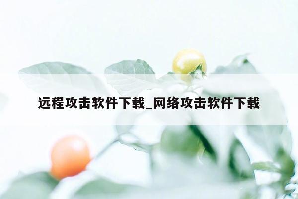 远程攻击软件下载_网络攻击软件下载