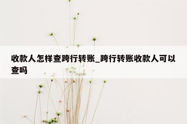 收款人怎样查跨行转账_跨行转账收款人可以查吗