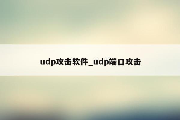 udp攻击软件_udp端口攻击