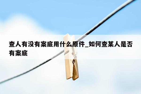 查人有没有案底用什么原件_如何查某人是否有案底