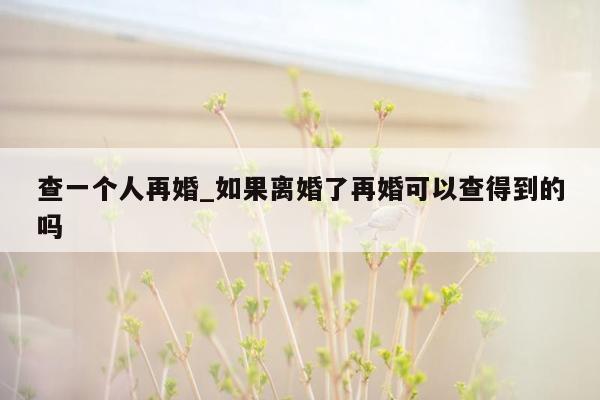 查一个人再婚_如果离婚了再婚可以查得到的吗