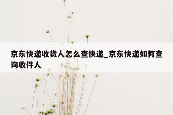 京东快递收货人怎么查快递_京东快递如何查询收件人