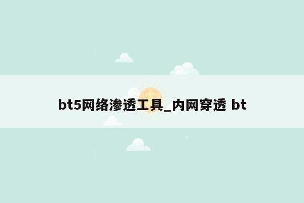 bt5网络渗透工具_内网穿透 bt