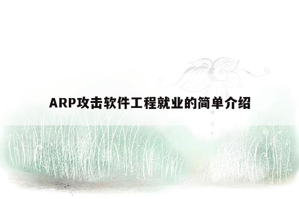 ARP攻击软件工程就业的简单介绍