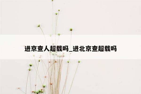 进京查人超载吗_进北京查超载吗