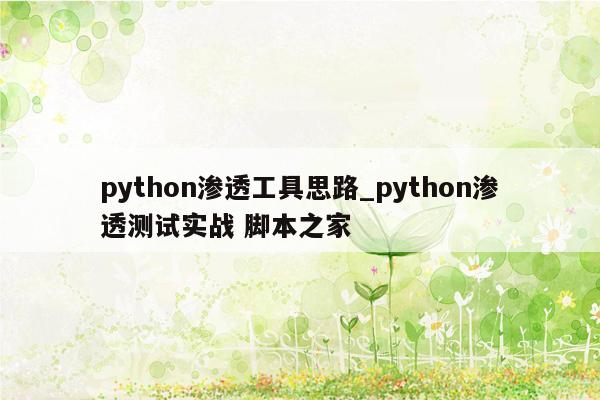 python渗透工具思路_python渗透测试实战 脚本之家