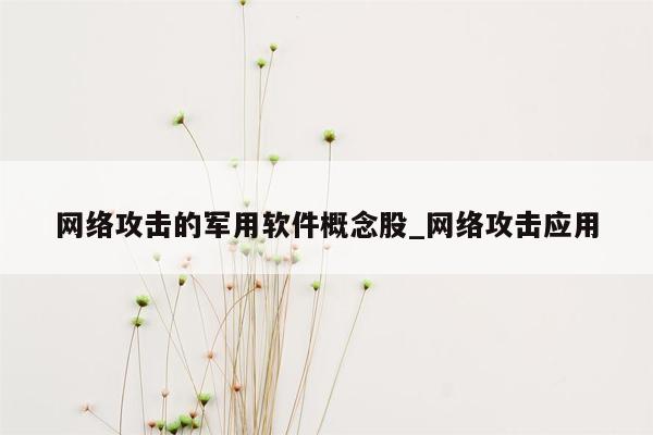 网络攻击的军用软件概念股_网络攻击应用