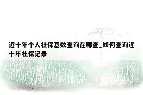 近十年个人社保基数查询在哪查_如何查询近十年社保记录