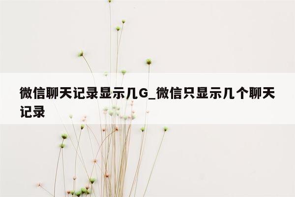 微信聊天记录显示几G_微信只显示几个聊天记录