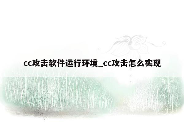 cc攻击软件运行环境_cc攻击怎么实现