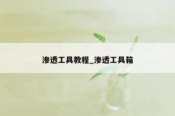 渗透工具教程_渗透工具箱