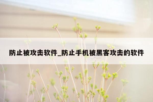 防止被攻击软件_防止手机被黑客攻击的软件