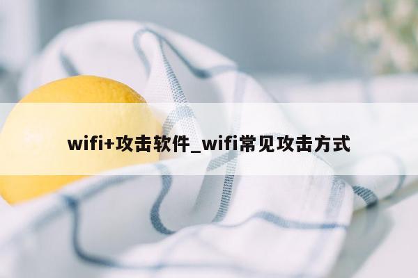 wifi+攻击软件_wifi常见攻击方式