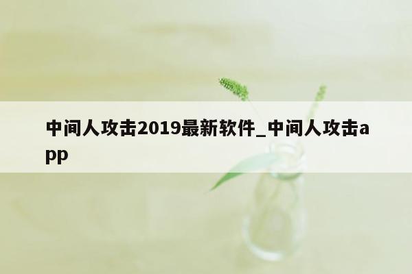 中间人攻击2019最新软件_中间人攻击app