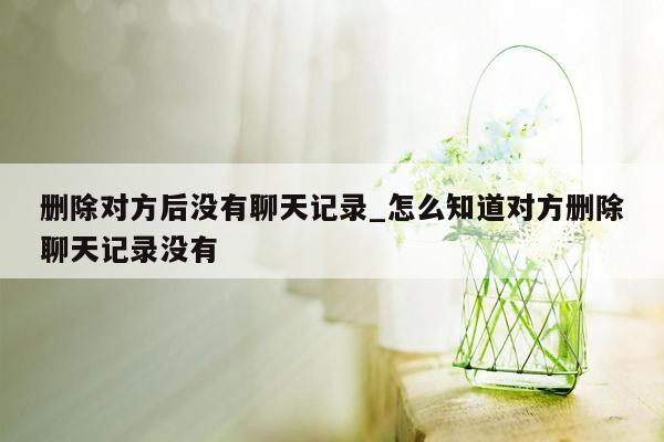 删除对方后没有聊天记录_怎么知道对方删除聊天记录没有