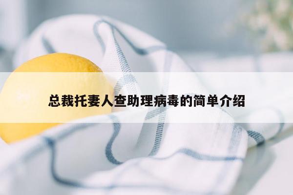 总裁托妻人查助理病毒的简单介绍