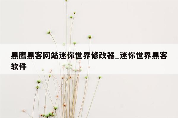 黑鹰黑客网站迷你世界修改器_迷你世界黑客软件