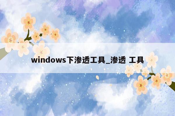 windows下渗透工具_渗透 工具