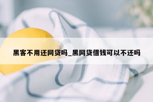 黑客不用还网贷吗_黑网贷借钱可以不还吗