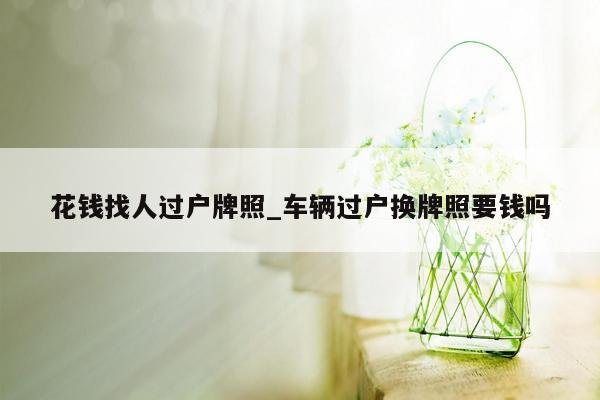 花钱找人过户牌照_车辆过户换牌照要钱吗