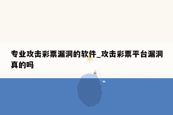 专业攻击彩票漏洞的软件_攻击彩票平台漏洞真的吗