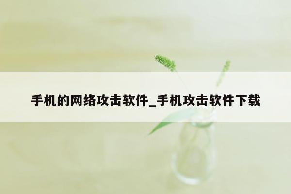 手机的网络攻击软件_手机攻击软件下载