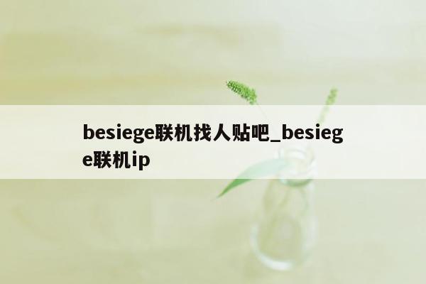 besiege联机找人贴吧_besiege联机ip