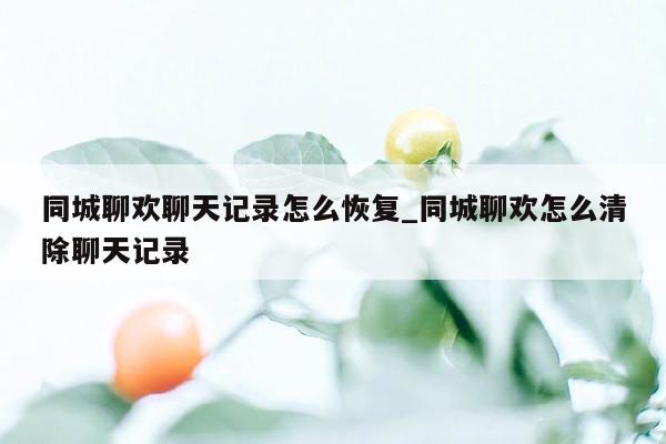 同城聊欢聊天记录怎么恢复_同城聊欢怎么清除聊天记录