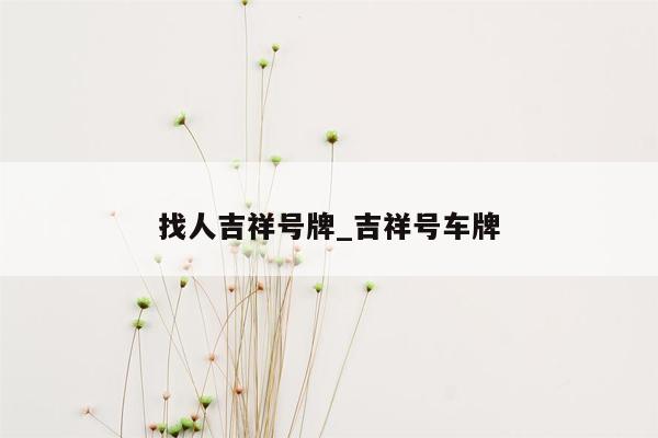 找人吉祥号牌_吉祥号车牌