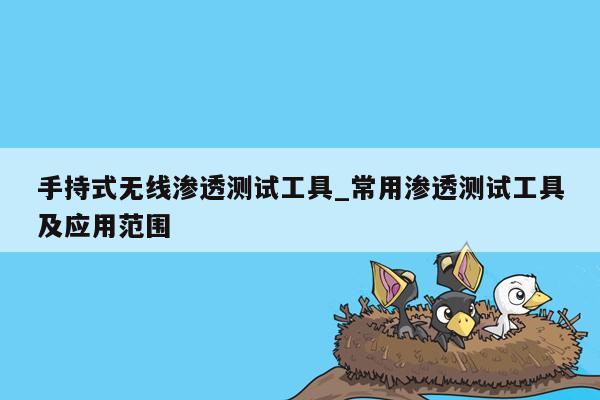 手持式无线渗透测试工具_常用渗透测试工具及应用范围