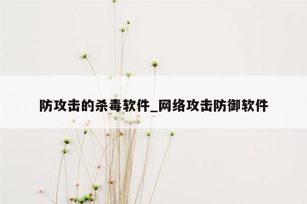 防攻击的杀毒软件_网络攻击防御软件