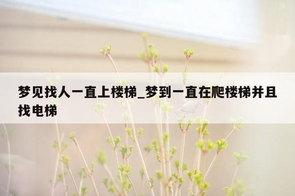 梦见找人一直上楼梯_梦到一直在爬楼梯并且找电梯