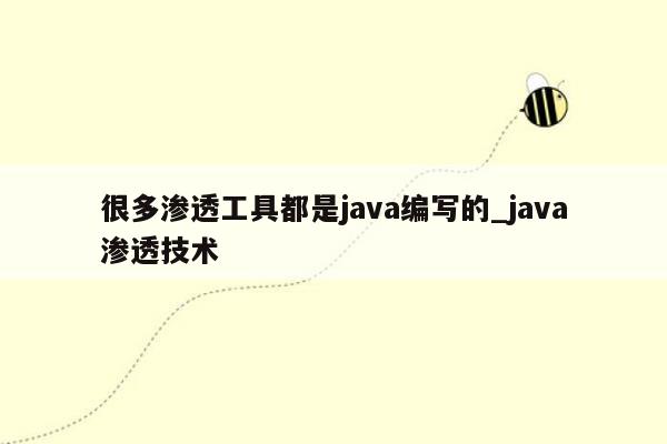 很多渗透工具都是java编写的_java渗透技术