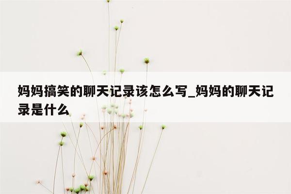 妈妈搞笑的聊天记录该怎么写_妈妈的聊天记录是什么