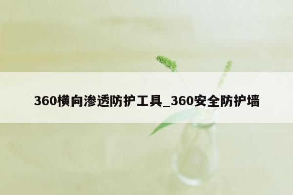 360横向渗透防护工具_360安全防护墙