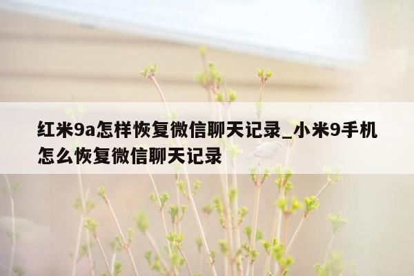 红米9a怎样恢复微信聊天记录_小米9手机怎么恢复微信聊天记录