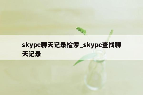 skype聊天记录检索_skype查找聊天记录