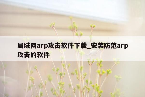 局域网arp攻击软件下载_安装防范arp攻击的软件