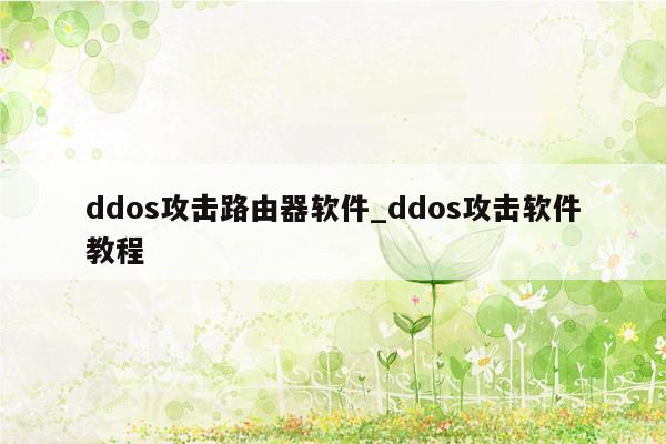 ddos攻击路由器软件_ddos攻击软件教程