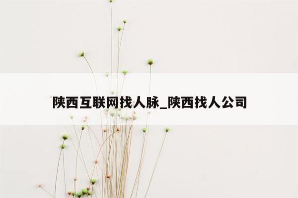 陕西互联网找人脉_陕西找人公司