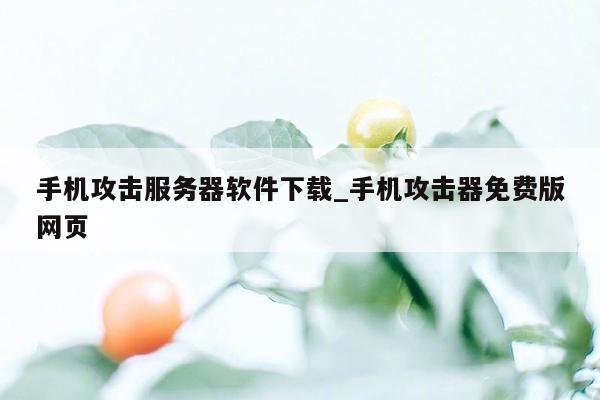 手机攻击服务器软件下载_手机攻击器免费版网页