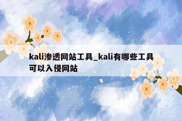 kali渗透网站工具_kali有哪些工具可以入侵网站