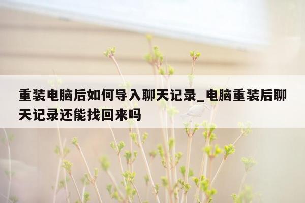 重装电脑后如何导入聊天记录_电脑重装后聊天记录还能找回来吗