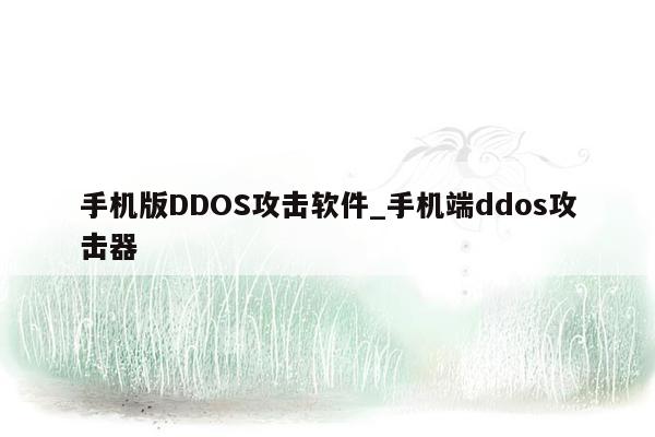 手机版DDOS攻击软件_手机端ddos攻击器