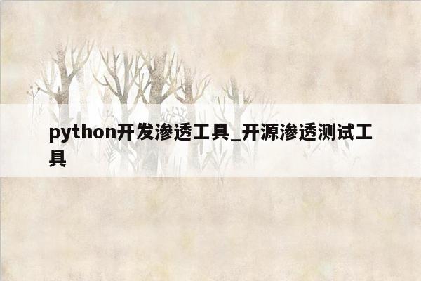 python开发渗透工具_开源渗透测试工具