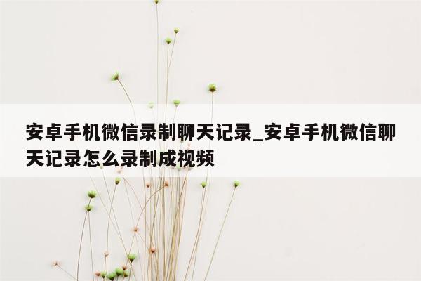 安卓手机微信录制聊天记录_安卓手机微信聊天记录怎么录制成视频