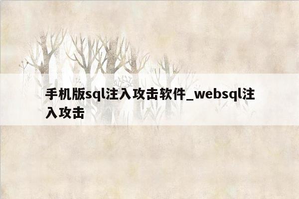 手机版sql注入攻击软件_websql注入攻击