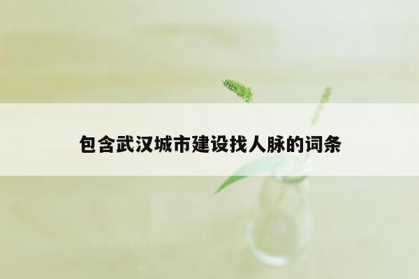 包含武汉城市建设找人脉的词条