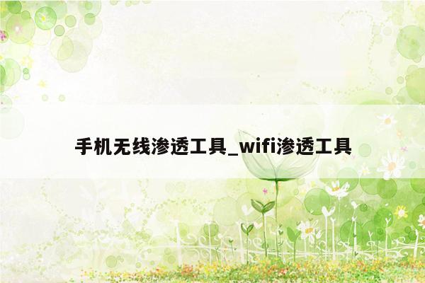 手机无线渗透工具_wifi渗透工具